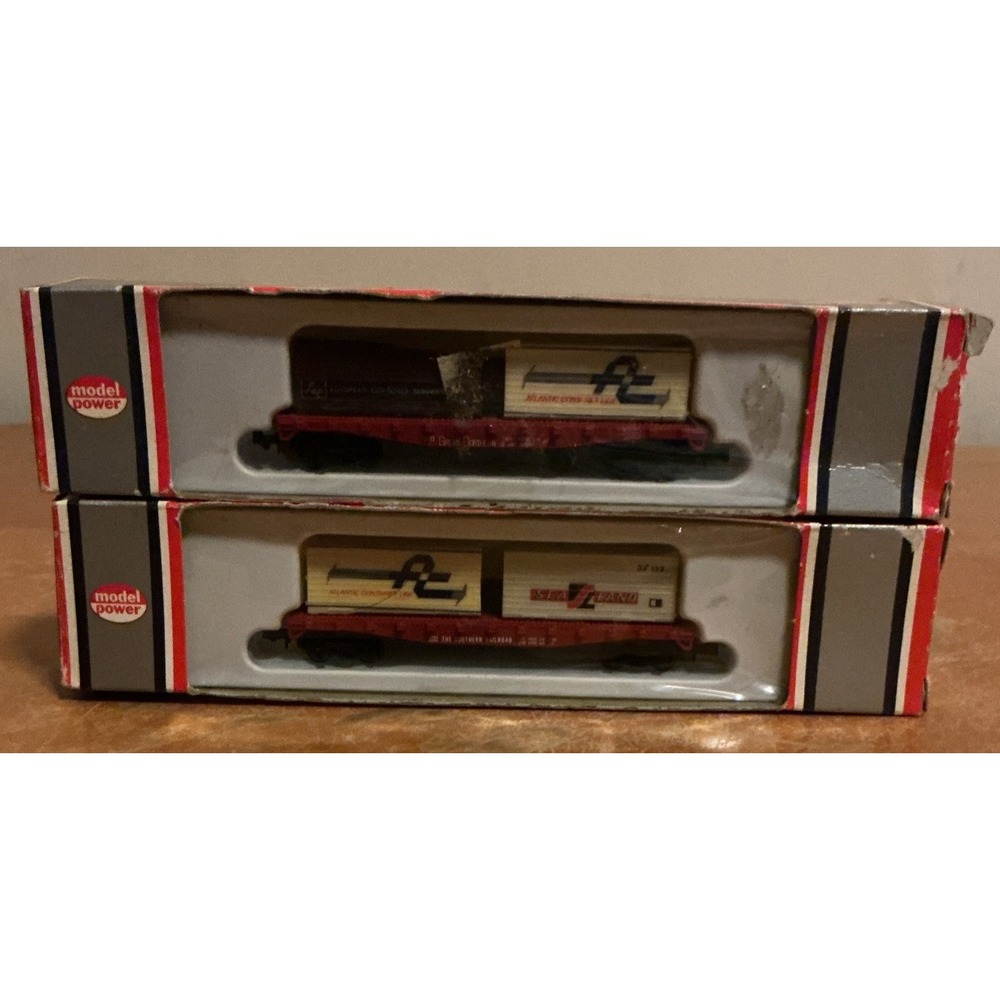 Lot Of 2 Model Power N‎ Scale Flat Cars With Containers, #2